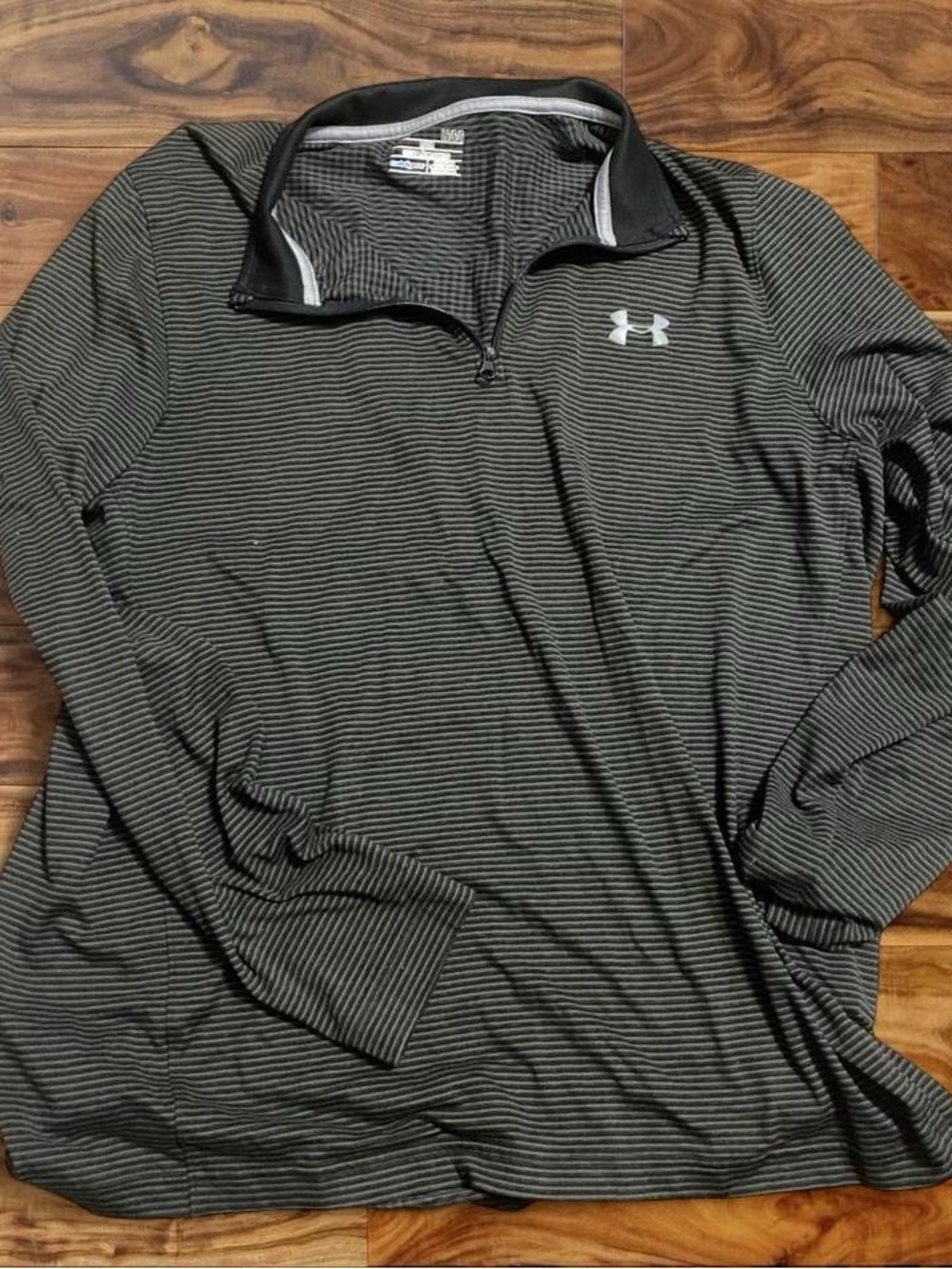 Under Armour Men’s Long Sleeve Quarter-Zip Striped Pullover - Black and Gray